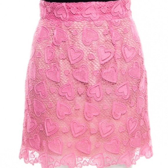 Miu Miu Dresses & Skirts - Miu Miu Pink Heart Lace Mini Skirt Made in Italy Size XS Rare Coquette Archive